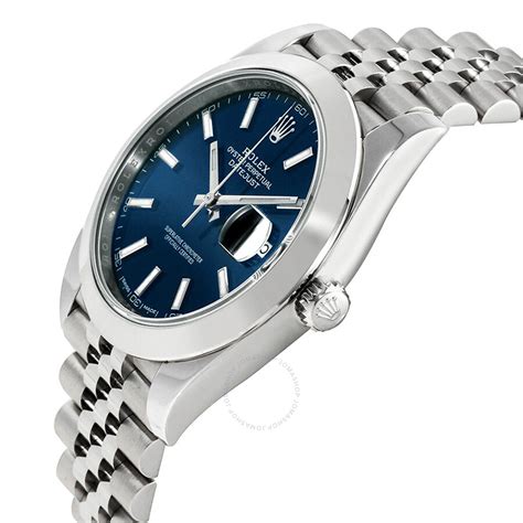 rolex datejust 41 blue dial automatic men's watch 126300blsj|rolex datejust 41 smooth bezel.